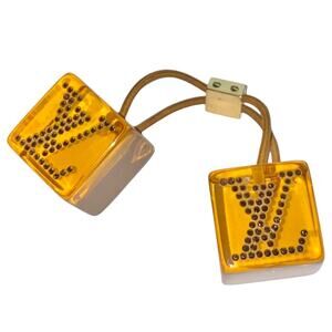 AUTH Louis Vuitton LV Orange Jumbo Lucite Rhinestone Logo Hair Tie Cube Bobble